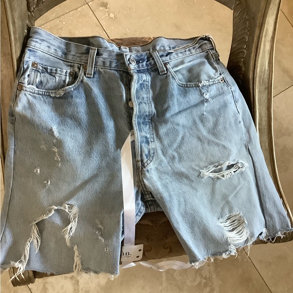 Jean Vintage Denim Distressed Light Blue Denim Shorts